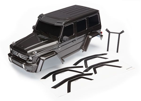 Carrosserie Traxxas, Mercedes-Benz G-500 4x4, complète (noir) (comprend le montant de carrosserie arrière, la calandre, les rétroviseurs latéraux, les poignées de porte et les essuie-glaces)