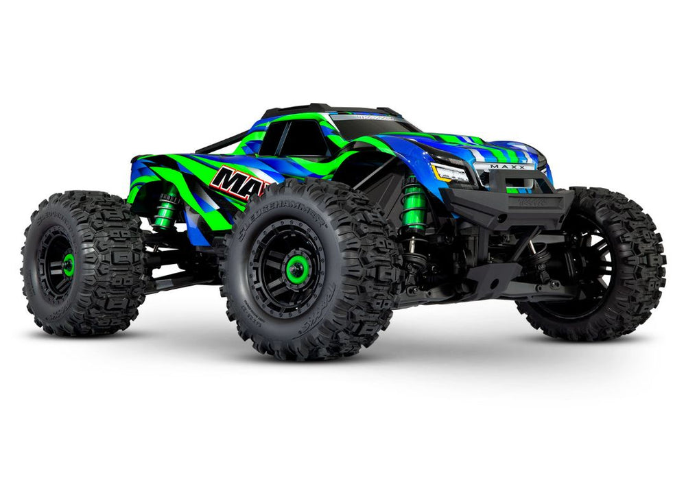 Traxxas Maxx 4S V2 - Monster Truck sans balais à 4 roues motrices à l'échelle 1/10 avec kit WideMaxx - Vert 