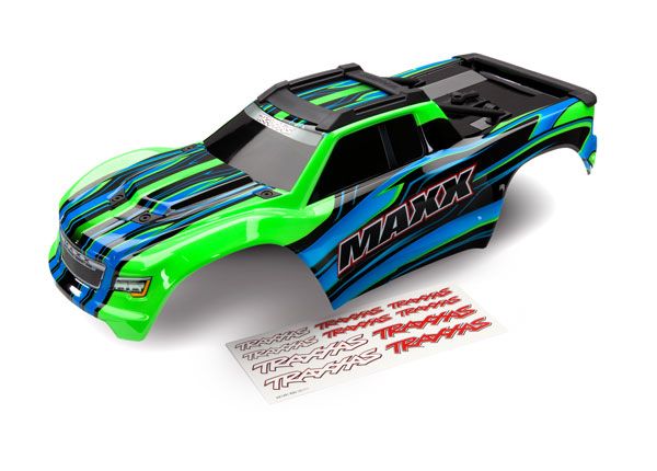 Traxxas Body, Maxx V1, green (painted)/ decal sheet