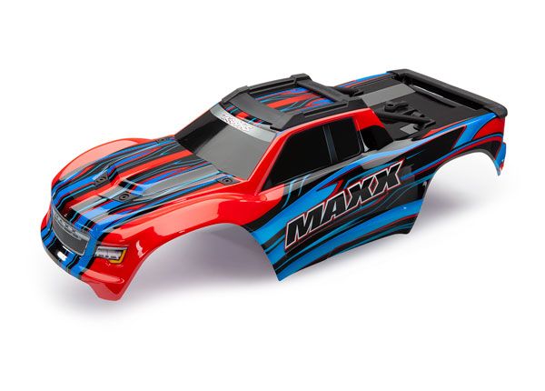 Traxxas Body, Maxx V1, rouge (peint)/feuille de décalcomanies