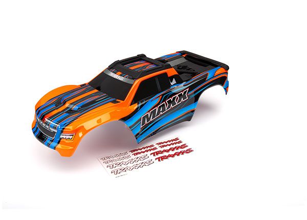 Traxxas Body, Maxx V1, orange (painted)/ decal sheet