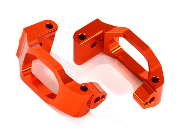 Blocs de roulettes Traxxas (moyeux en C), aluminium 6061-T6 (anodisé orange), gauche et droite/goupille 4x22 mm (4)/BCS 3x6 mm (4)/supports (4)