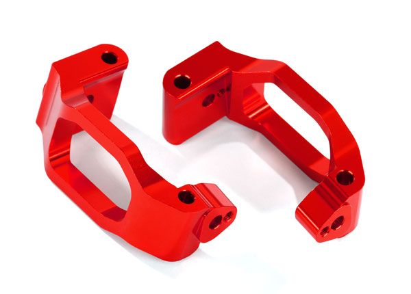 Blocs de roulettes Traxxas (moyeux en C), aluminium 6061-T6 (anodisé rouge), gauche et droite/goupille 4x22 mm (4)/BCS 3x6 mm (4)/supports (4)