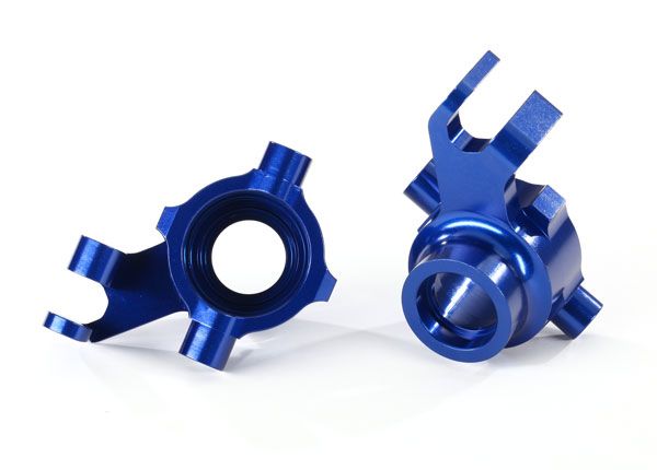 Traxxas Steering blocks, 6061-T6 aluminum (blue-anodized), left & right