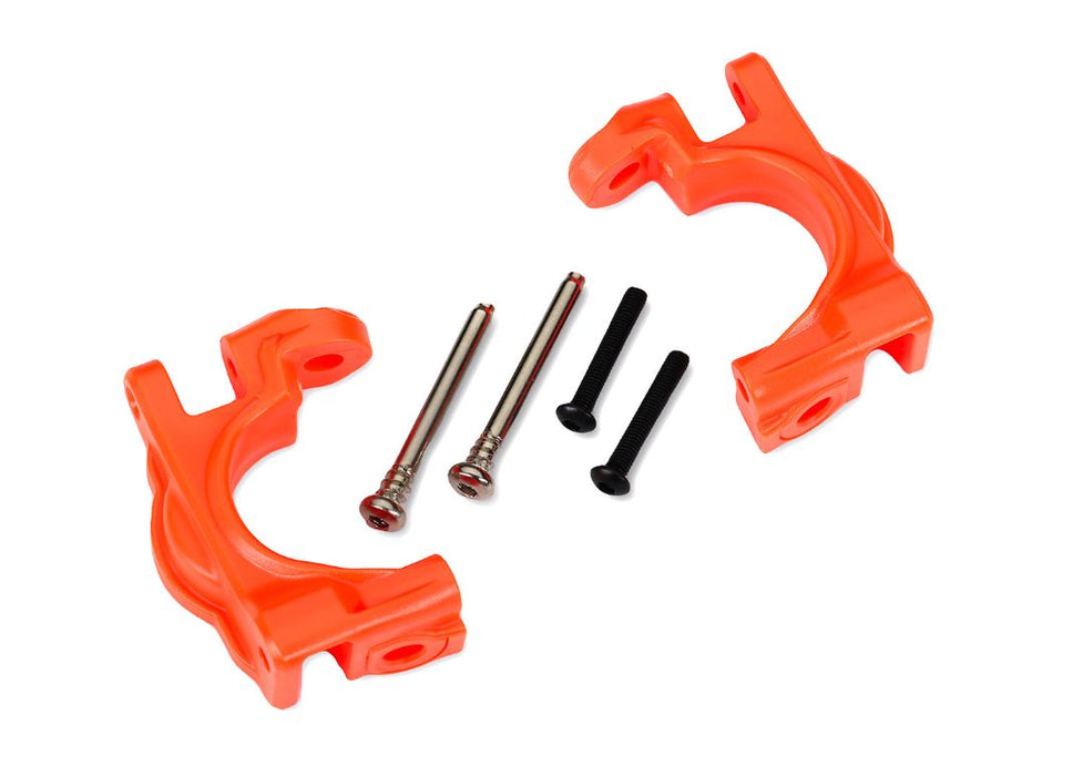 Blocs de roulettes Traxxas (moyeux en C), extrêmement résistants, orange (gauche et droite)/axes de charnière 3x32 mm (2)/BCS 3x20 mm (2) (à utiliser avec le kit de mise à niveau #9080)