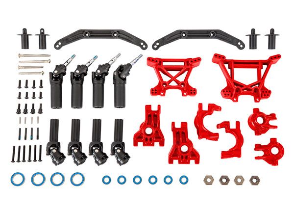 Traxxas Kit de mise à niveau de transmission extérieure et de suspension, extrêmement résistant, rouge