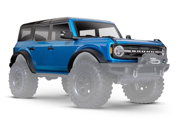 Traxxas Body, Ford Bronco (2021), complete, blue (painted) (includes grille, side mirrors, door handles, fender flares, windshield wipers, spare tire mount, & clipless mounting) (requires #8080X inner fenders)