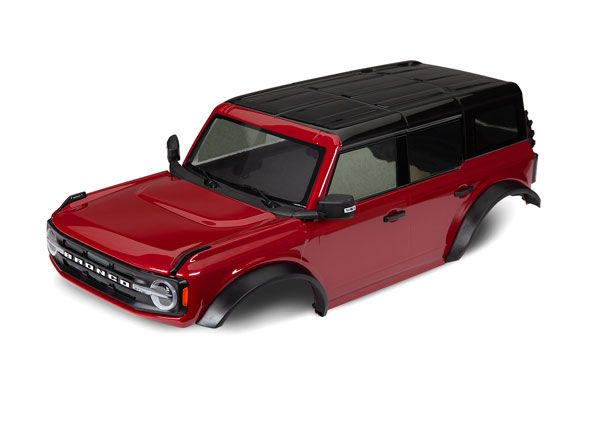 Traxxas Body, Ford Bronco (2021), complete, red (painted) (includes grille, side mirrors, door handles, fender flares, windshield wipers, spare tire mount, & clipless mounting) (requires #8080X inner fenders)