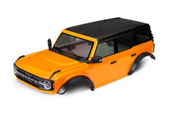 Carrosserie Traxxas, Ford Bronco (2021), complète, orange (peinte) (comprend calandre, rétroviseurs latéraux, poignées de porte, élargisseurs d'ailes, essuie-glaces, support de pneu de secours et montage sans clip) (nécessite les ailes intérieures #8080X)