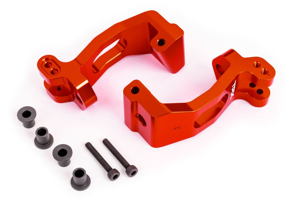 Traxxas Blocs de roulettes (moyeux C), aluminium 6061-T6 (anodisé rouge), bagues gauche et droite/Kingpin (4)