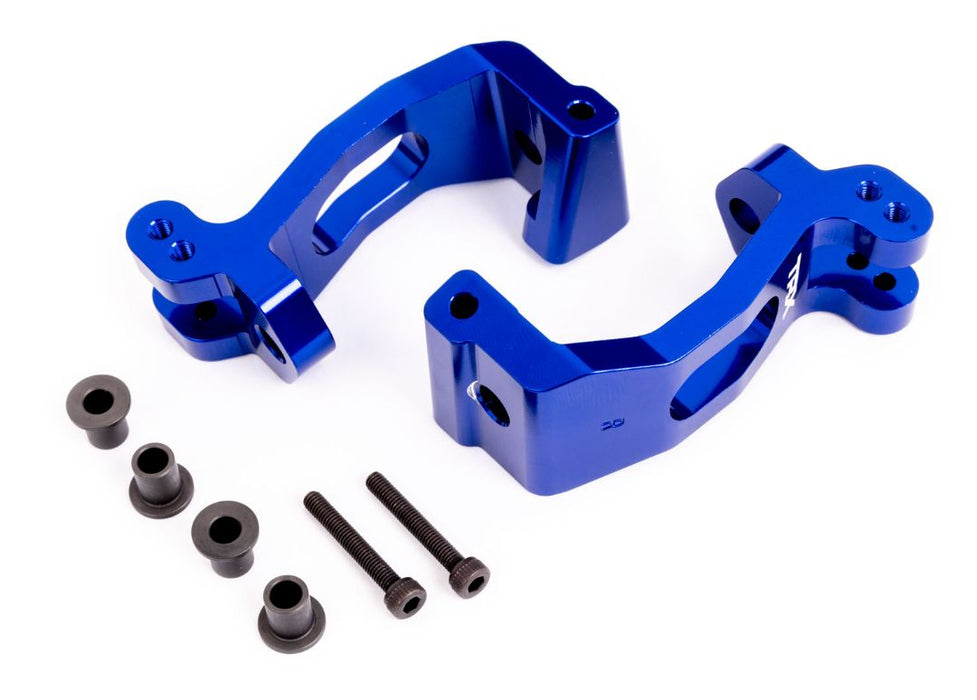 Traxxas Caster Blocks (C-Hubs), 6061-T6 Aluminum (Blue-Anodized), Left & Right/ Kingpin Bushings (4)