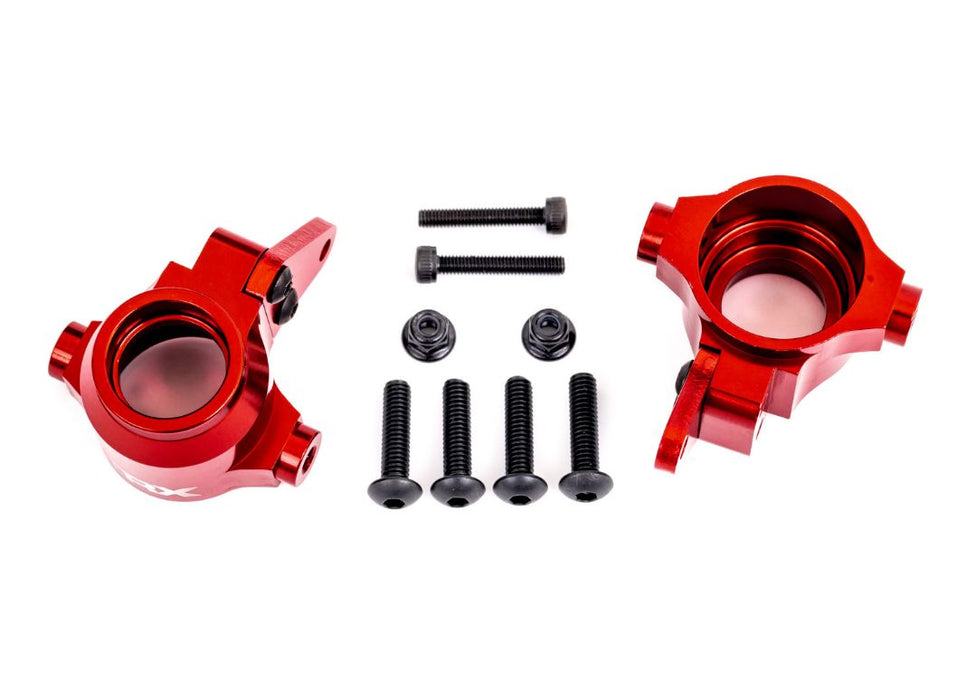 Traxxas Steering Blocks, 6061-T6 Aluminum (Red-Anodized), Left & Right