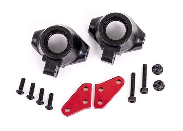 Traxxas Steering block arms (aluminum, red-anodized) (2)/ steering blocks, left & right