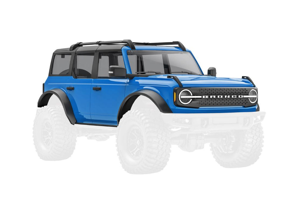 Traxxas Body, Ford Bronco (2021), Complete, Blue (Includes Grille, Side Mirrors, Door Handles, Fender Flares, Windshield Wipers, Spare Tire Mount, & Clipless Mounting)