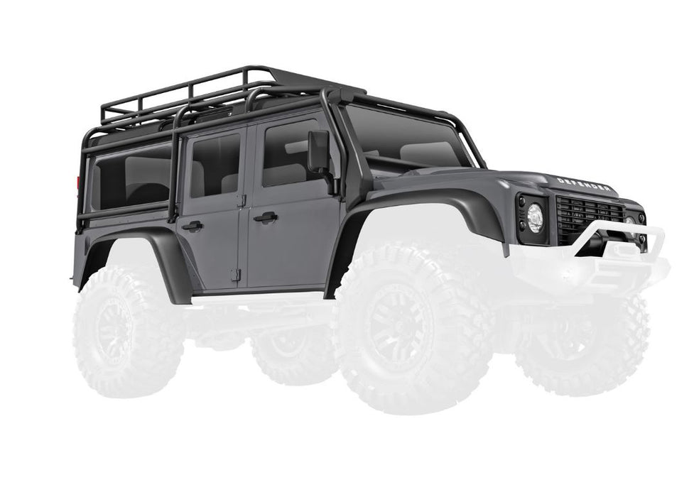 Traxxas Body, Land Rover Defender, Complete, Silver (Includes Grille, Side Mirrors, Door Handles, Fender Flares, Fuel Canisters, Jack, Spare Tire Mount, & Clipless Mounting) (Requires #9734 Front & Rear Bumpers)