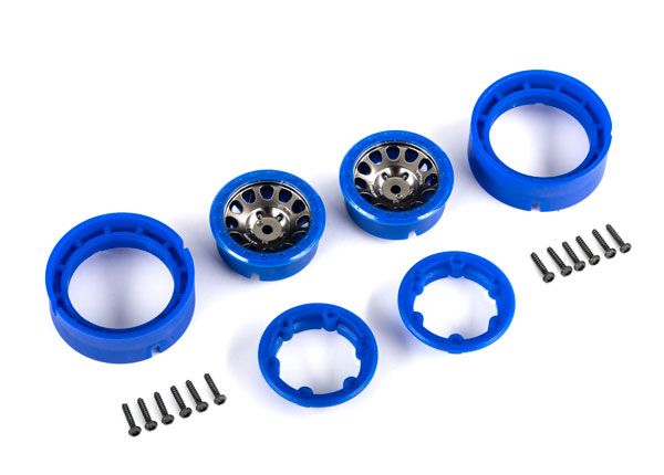 Roues Traxxas, 1,0", Method Race Wheels 105 Beadlock (Chrome noir satiné avec Beadlock bleu) (2)