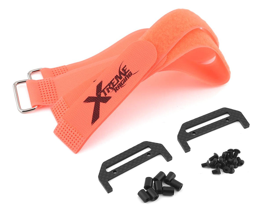 Xtreme Racing Traxxas Rustler/Slash Kit de maintien de batterie en fibre de carbone