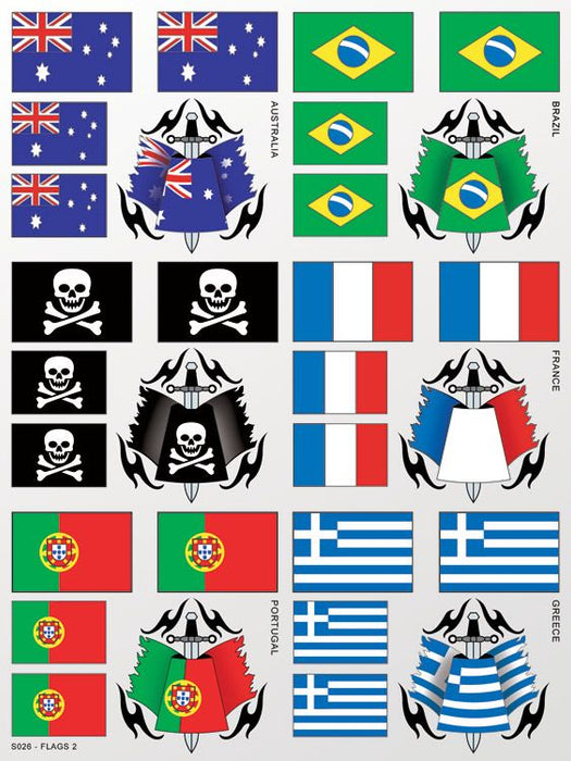 XXX Feuille d’autocollants Main Racing Flags 2