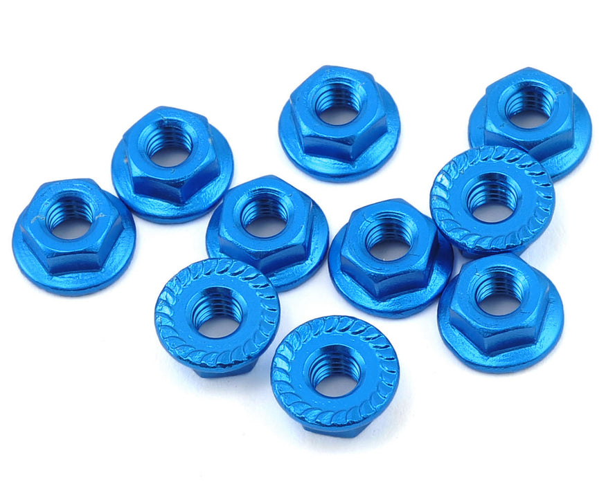 Yeah Racing Écrou de blocage dentelé en aluminium de 4 mm (10) (Bleu)