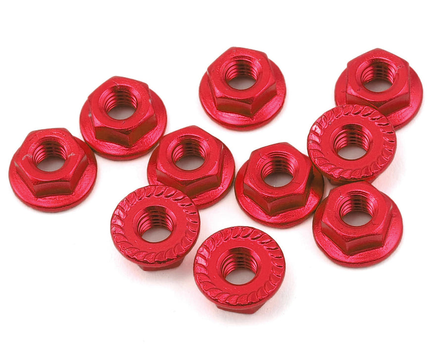 Yeah Racing 4mm Aluminum Serrated Lock Nut (10) (Red)