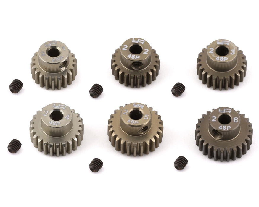 Yeah Racing Hard Coated 48P Aluminum Pinion Gear Set (21, 22, 23, 24, 25, 26T)