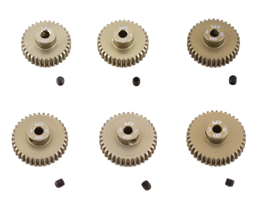 Yeah Racing Hard Coated 48P Aluminum Pinion Gear Set (33, 34, 35, 36, 37, 38T)