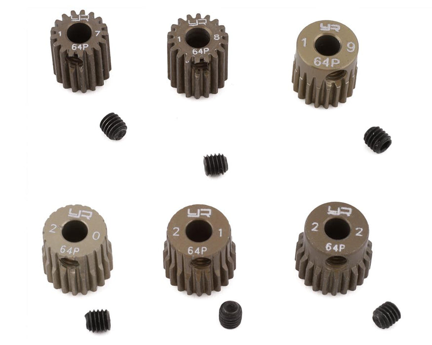 Yeah Racing Hard Coated 64P Aluminum Pinion Gear Set (17, 18, 19, 20, 21, 22T)