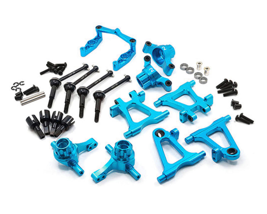 Yeah Racing Tamiya TT-02 Kit de mise à niveau essentiel en aluminium (bleu)