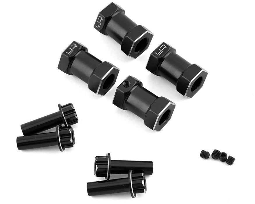 Yeah Racing 12mm Aluminum Hex Adaptors (Black) (4) (20mm Offset)