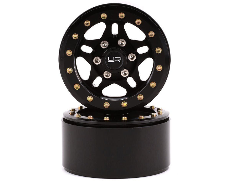 Yeah Racing 1.9" Aluminum 5-Spoke Beadlock Wheels w/12mm Hex (Black) (2)