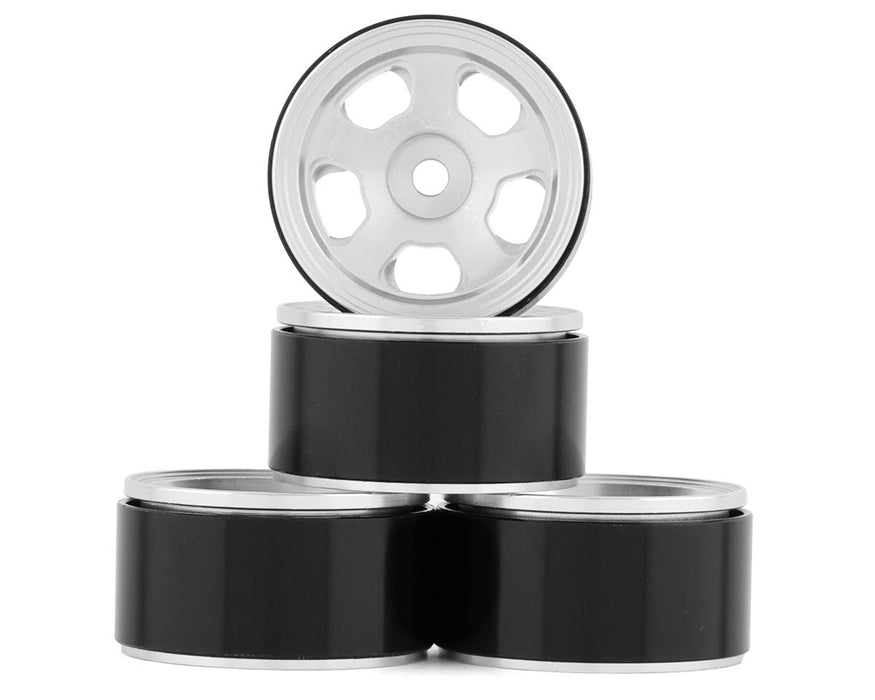 Yeah Racing SCX24 1.0" Aluminum 5 Spoke Beadlock Wheels (Silver) (4)