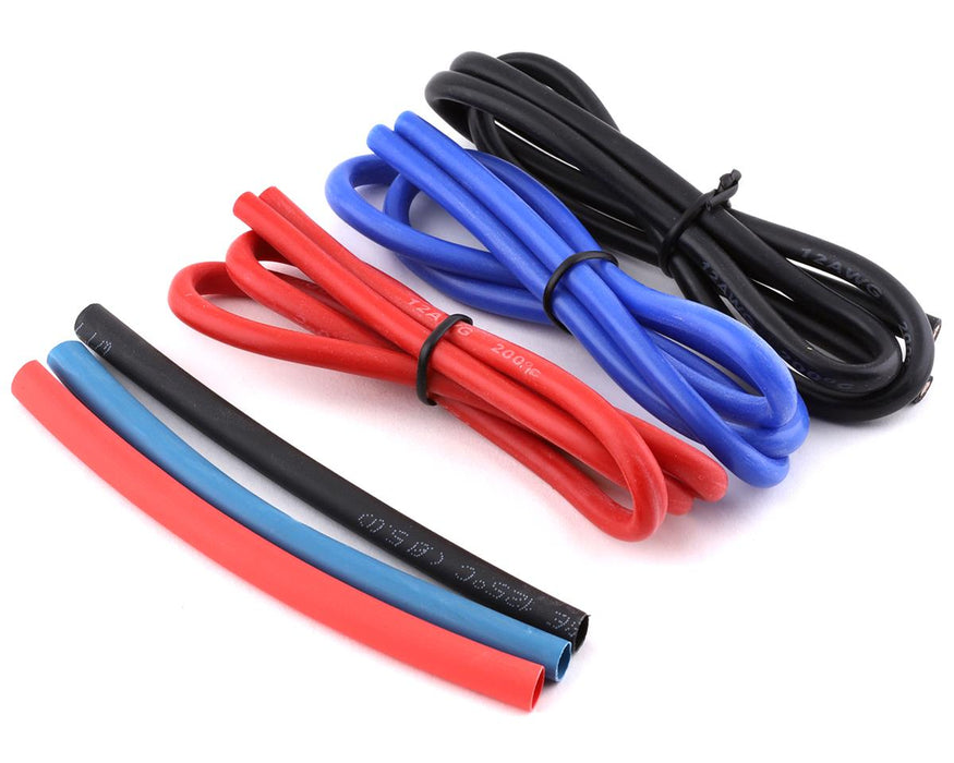 Jeu de fils en silicone Yeah Racing (rouge, noir et bleu) (3) (1,9') (12AWG)