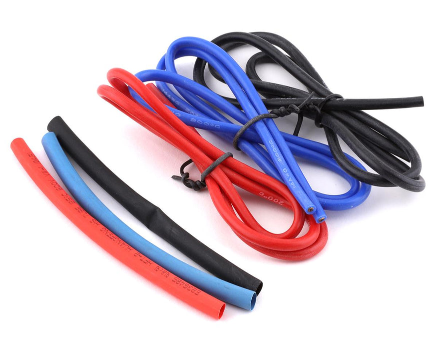 Jeu de fils en silicone Yeah Racing (rouge, noir et bleu) (3) (1,9') (14AWG)