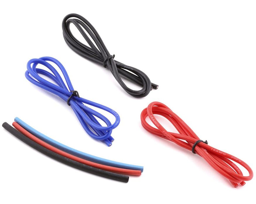 Jeu de fils en silicone Yeah Racing (rouge, noir et bleu) (3) (1,9') (16AWG)