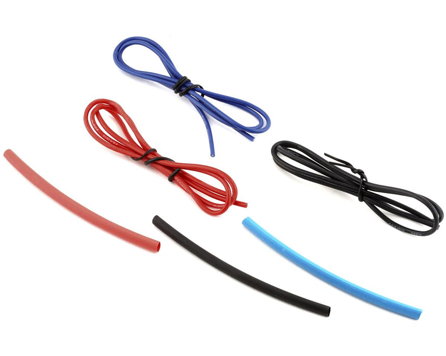 Jeu de fils en silicone Yeah Racing (rouge, noir et bleu) (3) (1,9') (18AWG)