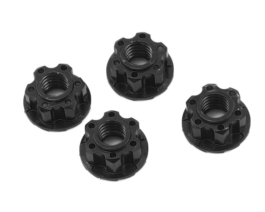 Yeah Racing 4mm Aluminum Serrated Wheel Lock Nut (4) (Black)