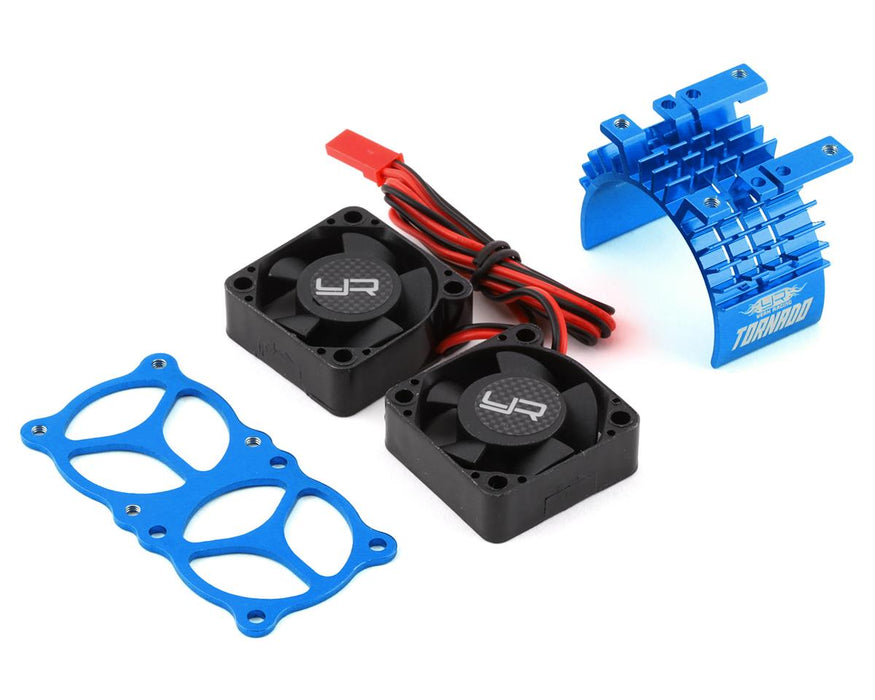 Yeah Racing Aluminum 540/550 Motor Heat Sink w/Twin Tornado Fans (Blue)