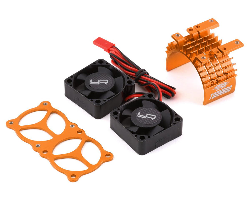 Yeah Racing Dissipateur thermique pour moteur 540/550 en aluminium avec deux ventilateurs Tornado (Orange)