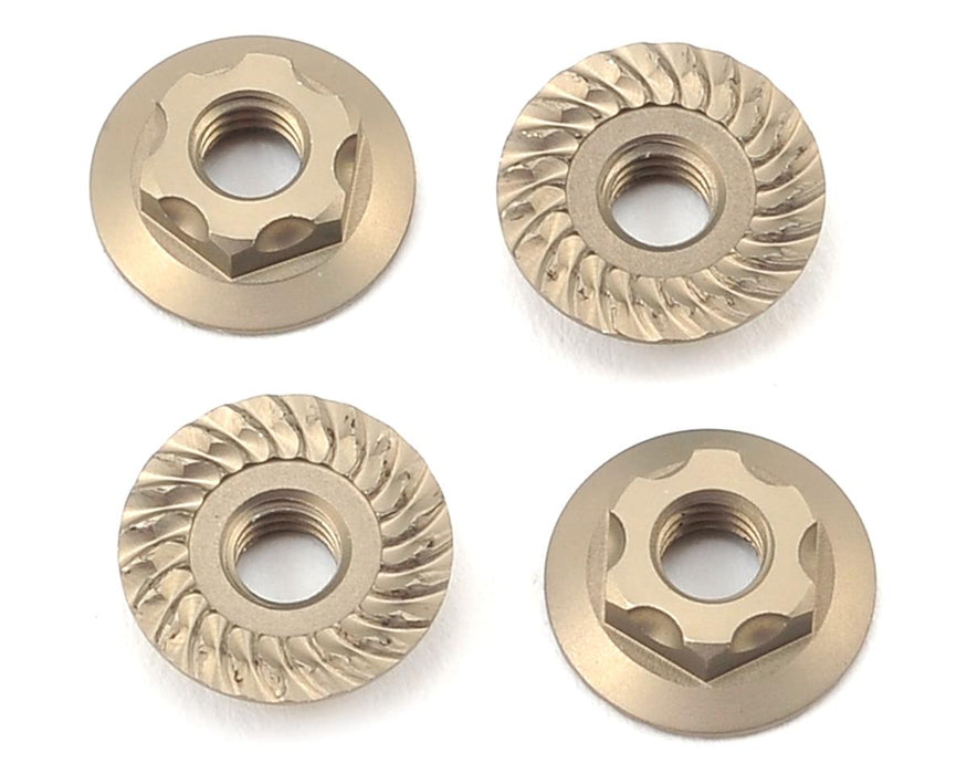 Yokomo 4mm Thin Aluminum Serrated Flanged Nut (4)