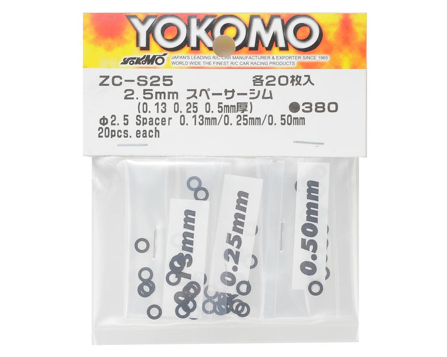 Jeu d'entretoises de cale Yokomo de 2,5 mm (0,13 mm, 0,25 mm et 0,50 mm)